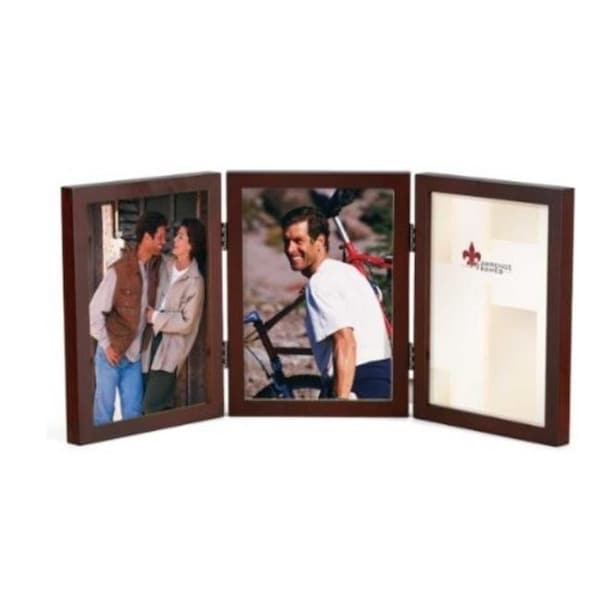Lawrence Frames Lawrence Frames 755657T Lawrence Frames 5x7 Hinged Triple Walnut Wood Picture Frame - Gallery Collection 755657T - main